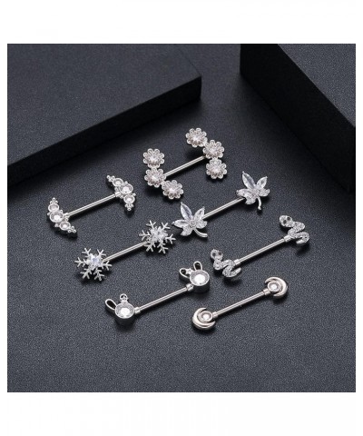 14G Cute Rabbit Nipple Rings Stainless Steel Cubic Zirconia Crystal Bunny Tongue Ring Nipple Studs Barbell Piercing Bar Body ...