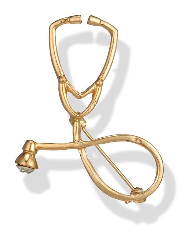 Gold Silver Stethoscope Brooch Pin for Nurse Doctor Gold $6.83 Brooches & Pins