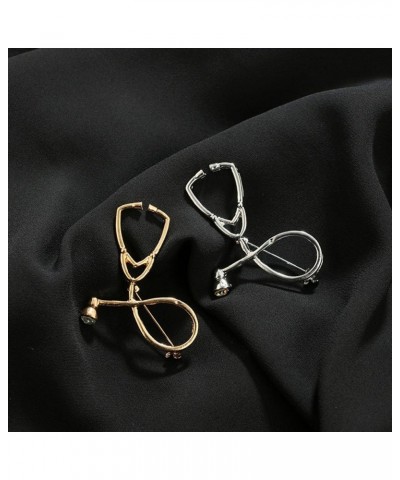 Gold Silver Stethoscope Brooch Pin for Nurse Doctor Gold $6.83 Brooches & Pins