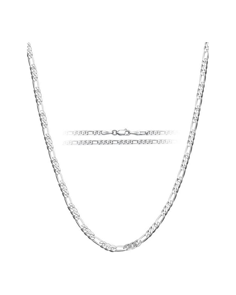 925 Sterling Silver Figaro Chain 3/4/5mm Necklace for Men Diamond Cut Gold Figaro Link Chain for Women 16-30 Inches 26 3mm Si...