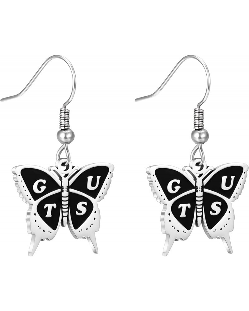 Sour Singer Necklace For Girl Stainless Steel Sour Pendant Necklace Butterfly Earrings $7.50 Earrings