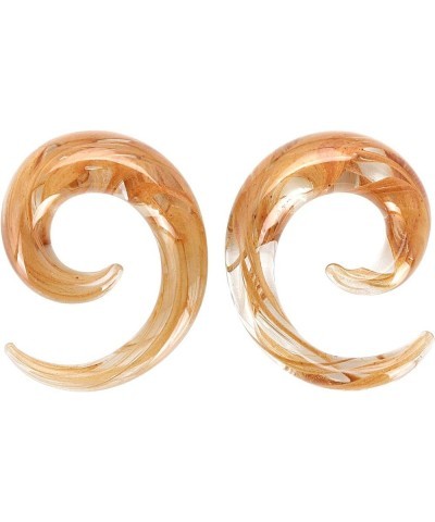 Glass Ear Tapers Plugs 2G-16mm Handmade Hanger Gauges Piercing Jewelry Set Orange - 00G(10mm) $9.50 Body Jewelry