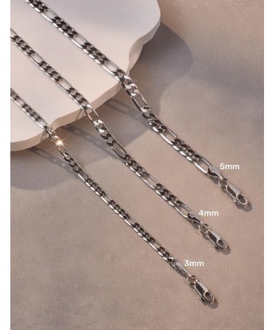 925 Sterling Silver Figaro Chain 3/4/5mm Necklace for Men Diamond Cut Gold Figaro Link Chain for Women 16-30 Inches 26 3mm Si...