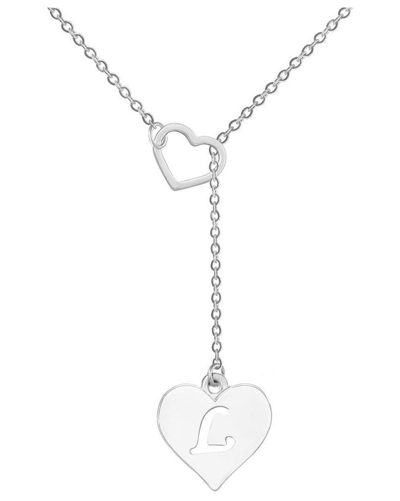 Heart Shaped Y Necklace with 26 Initial Alphabet Letters for Women, 18 + 2 inches L Stainless Steel $9.53 Necklaces