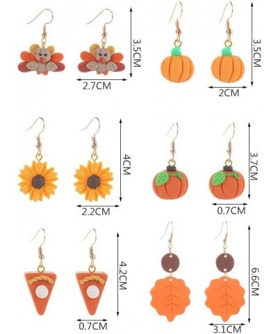 Thanksgiving Fall Earrings Creative Sweet Clay Style Pumpkin Pie Candy Dangle Earrings Turkey Maple Leaf Polymer Clay Earring...