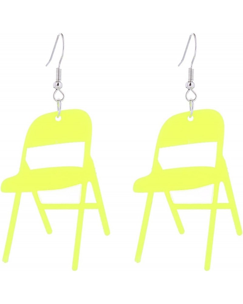 Folding Chair Earrings Funny Cute Acrylic Chair Drop Dangle Earrings Colorful Resin Chair Shape Earrings for Women Girls Hall...