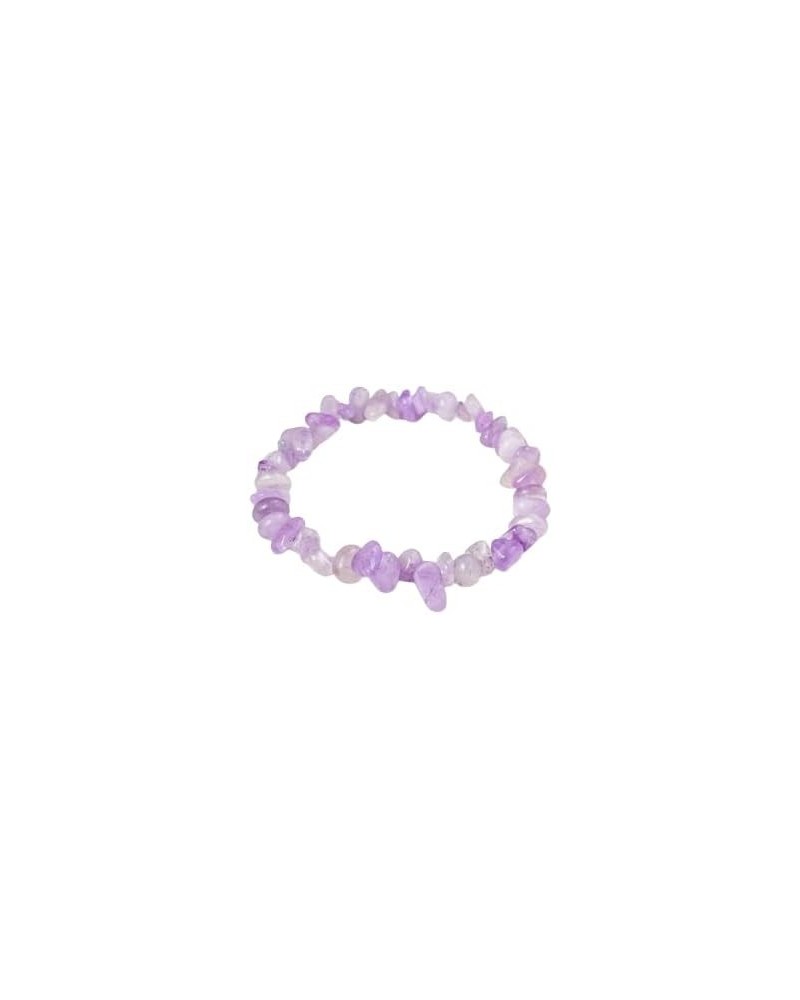 Grening Premium Natural Crystal Chip Bead Bracelet Natural Healing Power Gemstone Crystal Beads Unisex Adjustable White-ameth...