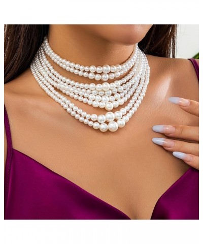 Dainty Round Imitation Pearl Choker Necklace - Delicate Wedding Jewelry for Women - Elegant Bridesmaid Gift C $7.40 Jewelry Sets