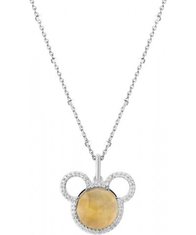 Disney Jewels Mickey Gemstone Pendant in Sterling Silver with 1/6 Cttw Diamonds Citrine $182.40 Necklaces