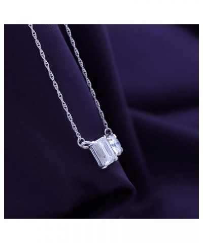 1 3/4CT 6MM Round Shape & 7X5MM Emerald Cut Lab Created Moissanite Diamond Toi Et Moi 2 Stone Pendant Necklace For Women In 1...