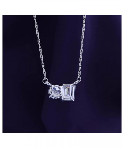 1 3/4CT 6MM Round Shape & 7X5MM Emerald Cut Lab Created Moissanite Diamond Toi Et Moi 2 Stone Pendant Necklace For Women In 1...