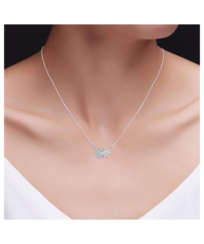 1 3/4CT 6MM Round Shape & 7X5MM Emerald Cut Lab Created Moissanite Diamond Toi Et Moi 2 Stone Pendant Necklace For Women In 1...