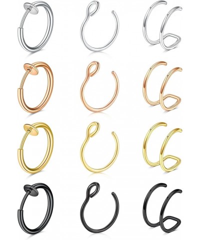 Fake Nose Ring Fake Septum Fake Nose Ring Hoop Clip On Fake Nose Piercing Faux Lip Ear Septum Nose Ring Non Pierced Fake Nose...