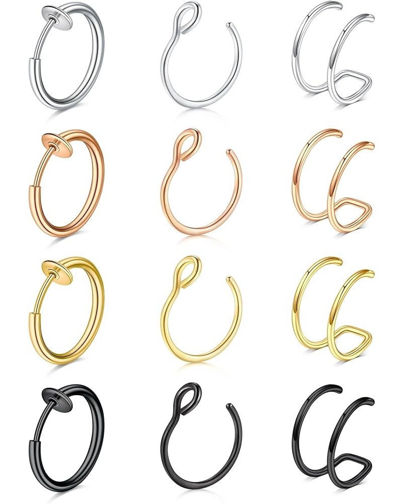 Fake Nose Ring Fake Septum Fake Nose Ring Hoop Clip On Fake Nose Piercing Faux Lip Ear Septum Nose Ring Non Pierced Fake Nose...