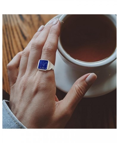 Lapis Lazuli Ring, Lapis Lazuli Ring for Women, Natural Blue Gemstone Gold Plated Brass Set Adjustable Ring Jewelry for Girls...