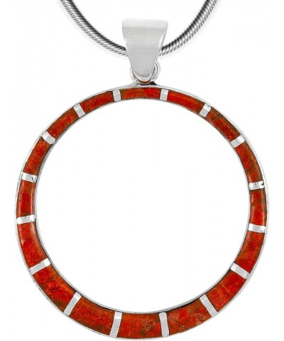 Gemstone Pendant Necklace in 925 Sterling Silver Genuine Turquoise & Gemstones (24" Length) Coral $29.44 Necklaces