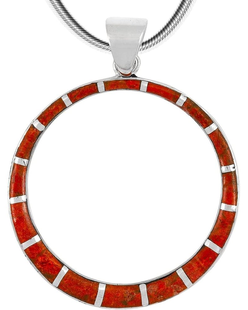 Gemstone Pendant Necklace in 925 Sterling Silver Genuine Turquoise & Gemstones (24" Length) Coral $29.44 Necklaces