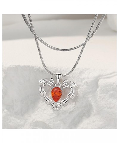 Women's 925 Sterling Silver Necklaces - Birthstone Heart Pendant Necklace Jewelry, Snake Twist Rope Delicate Layered Design -...