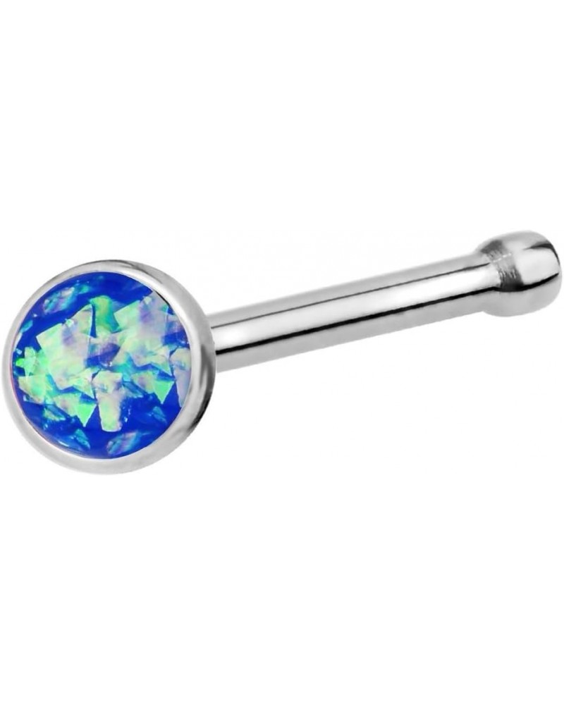 20g 6mm Surgical Steel, Gold IP Plated & Rose Gold IP Plated Synthetic Opal Top Nose Stud Steel/Blue $14.24 Body Jewelry