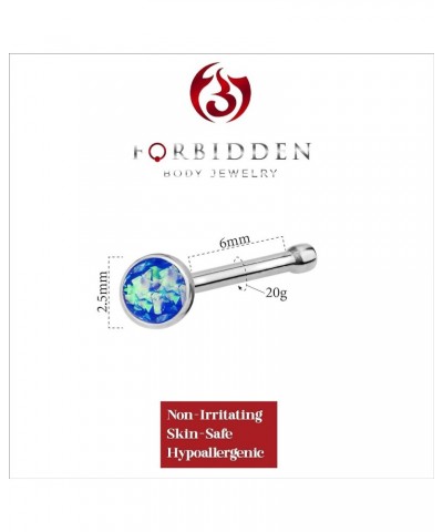 20g 6mm Surgical Steel, Gold IP Plated & Rose Gold IP Plated Synthetic Opal Top Nose Stud Steel/Blue $14.24 Body Jewelry