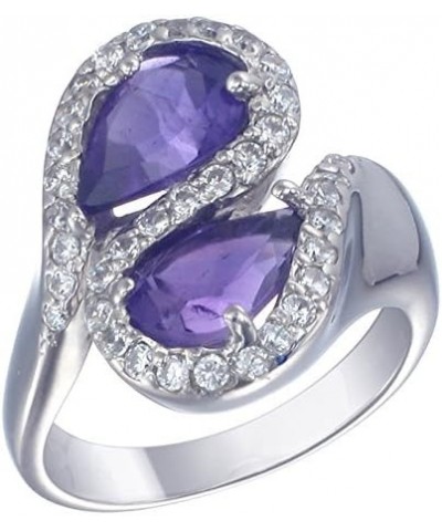 2.20 cttw Purple Amethyst Ring in .925 Sterling Silver with Rhodium Pear Shape $44.19 Rings