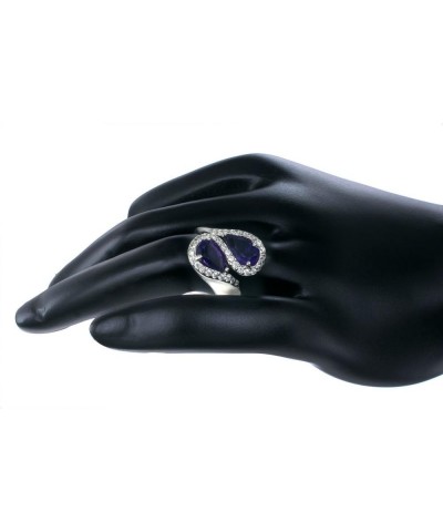 2.20 cttw Purple Amethyst Ring in .925 Sterling Silver with Rhodium Pear Shape $44.19 Rings