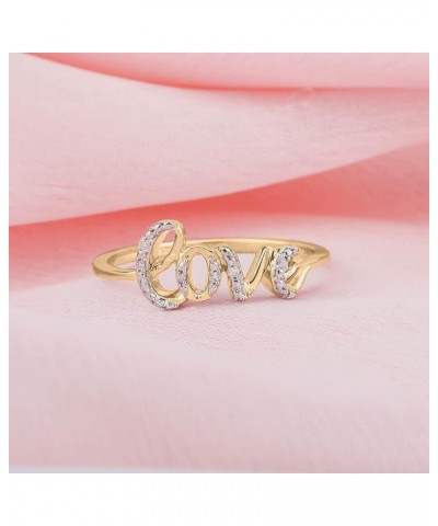 Diamond Accent Love Ring for Women in 18k 1-micron Yellow Gold-Plate, 18k 1-micron Rose Gold-Plate or 925 Sterling Silver, Wo...