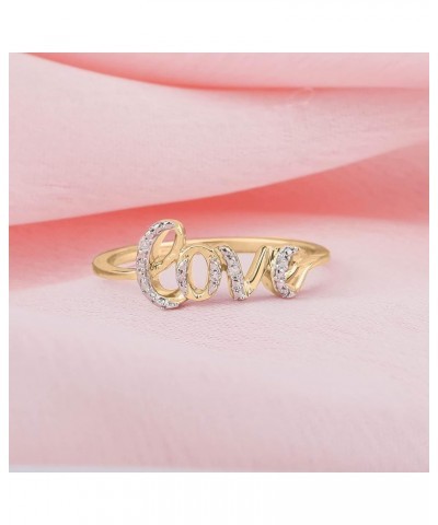 Diamond Accent Love Ring for Women in 18k 1-micron Yellow Gold-Plate, 18k 1-micron Rose Gold-Plate or 925 Sterling Silver, Wo...