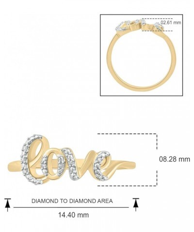 Diamond Accent Love Ring for Women in 18k 1-micron Yellow Gold-Plate, 18k 1-micron Rose Gold-Plate or 925 Sterling Silver, Wo...