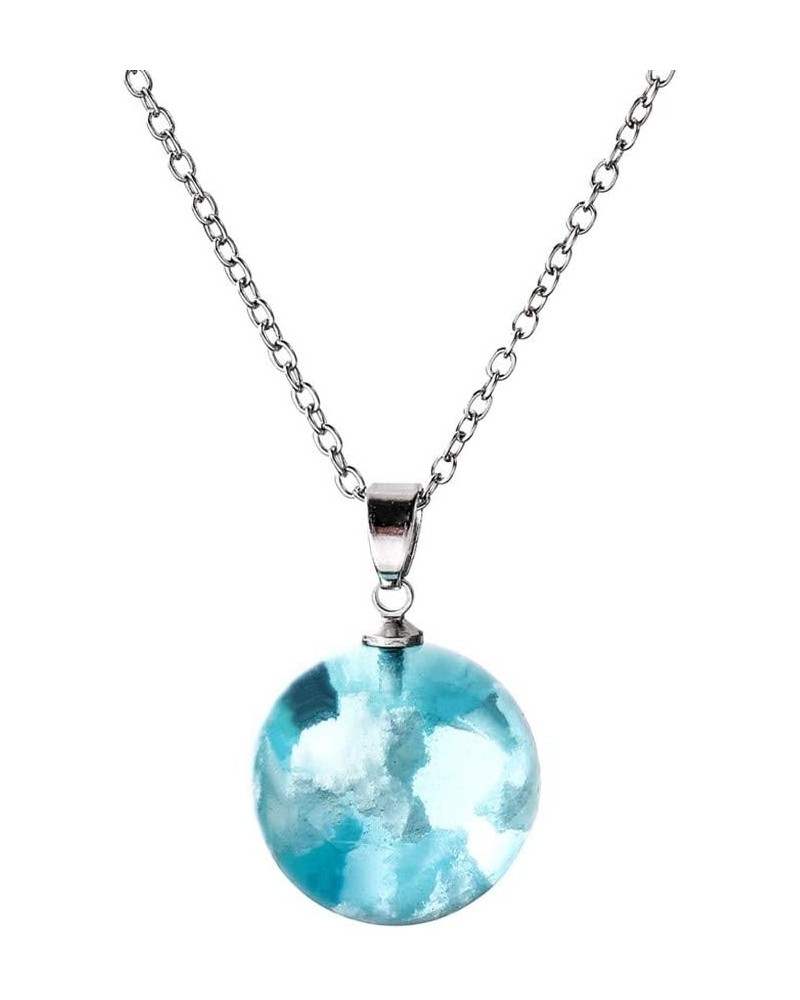 Gift Necklace Resin White Ladies Cloud Blue Jewelry Nature Transparent Sky Necklaces & Pendants Small Pendant Necklace White-...