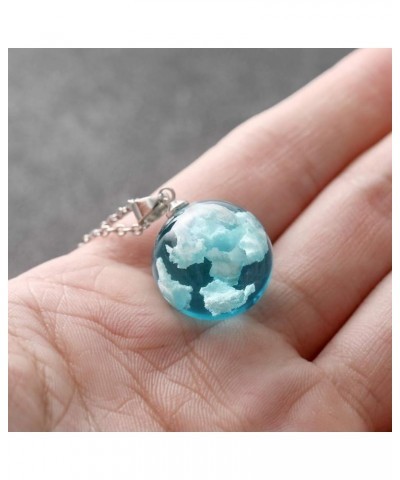 Gift Necklace Resin White Ladies Cloud Blue Jewelry Nature Transparent Sky Necklaces & Pendants Small Pendant Necklace White-...