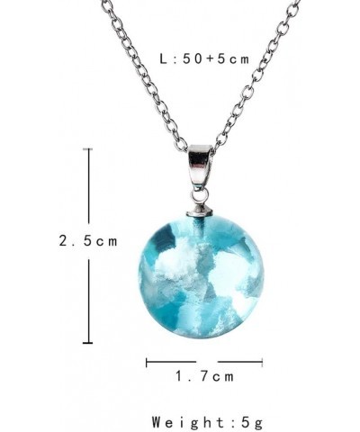 Gift Necklace Resin White Ladies Cloud Blue Jewelry Nature Transparent Sky Necklaces & Pendants Small Pendant Necklace White-...