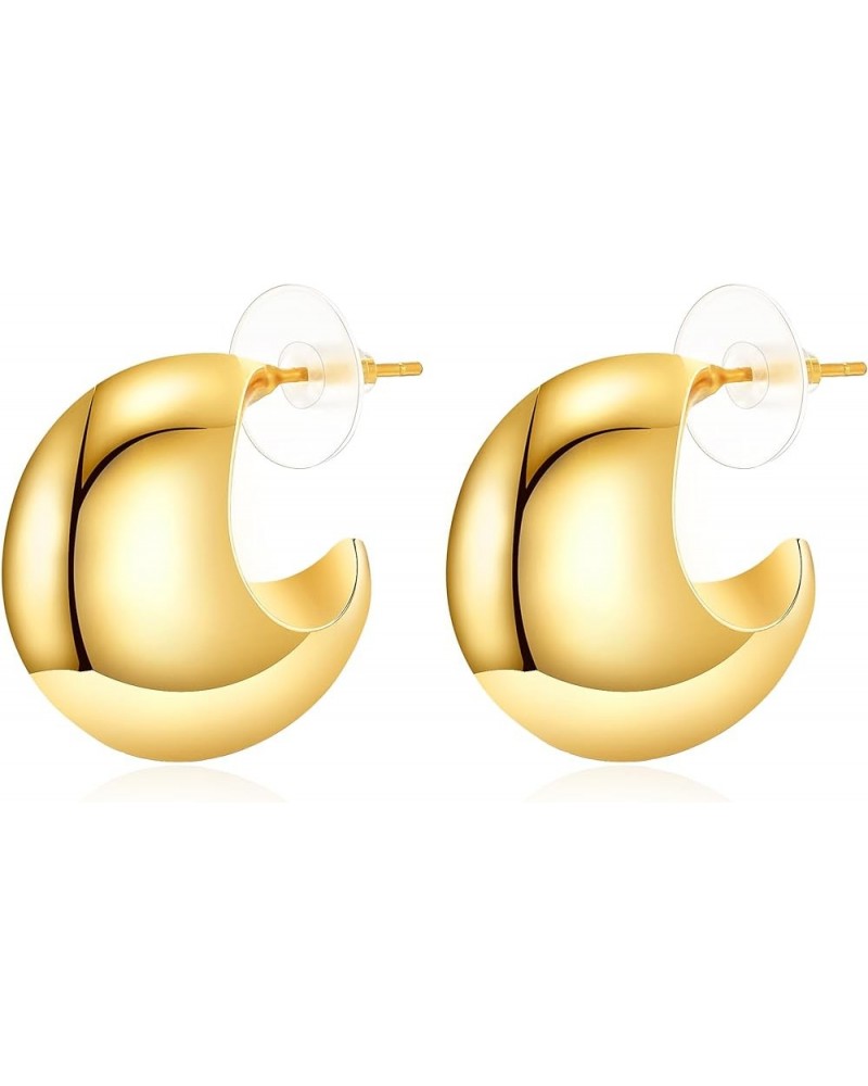 Gold Silver Chunky C Shape Hoops Earrings for Women Thick Crescent Half Round Ball Hollow Open Hypoallergenic Trendy Earrings...