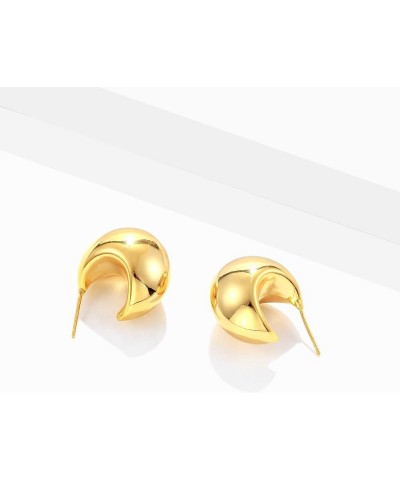 Gold Silver Chunky C Shape Hoops Earrings for Women Thick Crescent Half Round Ball Hollow Open Hypoallergenic Trendy Earrings...