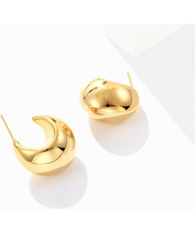 Gold Silver Chunky C Shape Hoops Earrings for Women Thick Crescent Half Round Ball Hollow Open Hypoallergenic Trendy Earrings...