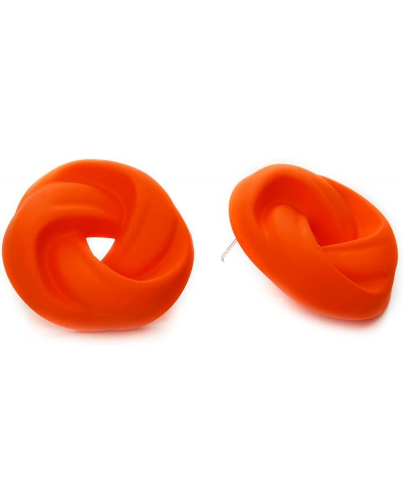 Acrylic Love Knot Stud Earrings, Candy Color Statement Earrings for Women Girls Orange $8.99 Earrings