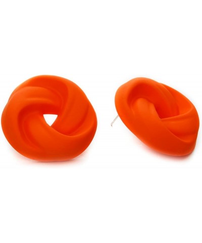 Acrylic Love Knot Stud Earrings, Candy Color Statement Earrings for Women Girls Orange $8.99 Earrings