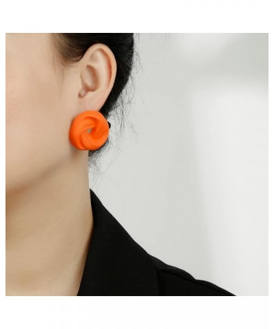 Acrylic Love Knot Stud Earrings, Candy Color Statement Earrings for Women Girls Orange $8.99 Earrings