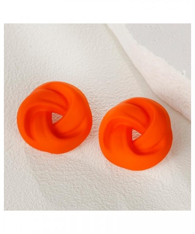 Acrylic Love Knot Stud Earrings, Candy Color Statement Earrings for Women Girls Orange $8.99 Earrings