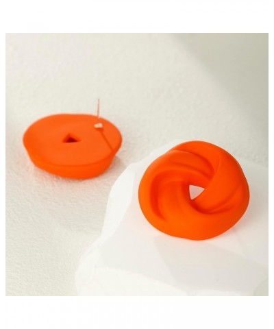 Acrylic Love Knot Stud Earrings, Candy Color Statement Earrings for Women Girls Orange $8.99 Earrings