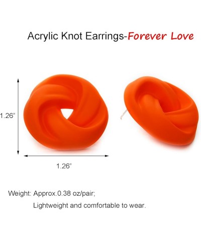 Acrylic Love Knot Stud Earrings, Candy Color Statement Earrings for Women Girls Orange $8.99 Earrings