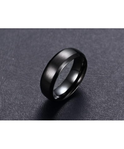 Her Demon & His Angel Couple Ring Set for Him Her 6MM Black Brushed Finish Stainless Steel Bevel Edges Wedding Band Promise E...