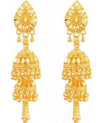 Indian Jewelry Traditional Gold Tone Crystal Jhumka Jhumki Dangle Earrings Set for Women Gold (Style 6) $12.93 Earrings