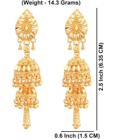 Indian Jewelry Traditional Gold Tone Crystal Jhumka Jhumki Dangle Earrings Set for Women Gold (Style 6) $12.93 Earrings