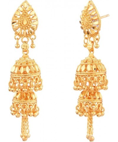 Indian Jewelry Traditional Gold Tone Crystal Jhumka Jhumki Dangle Earrings Set for Women Gold (Style 6) $12.93 Earrings