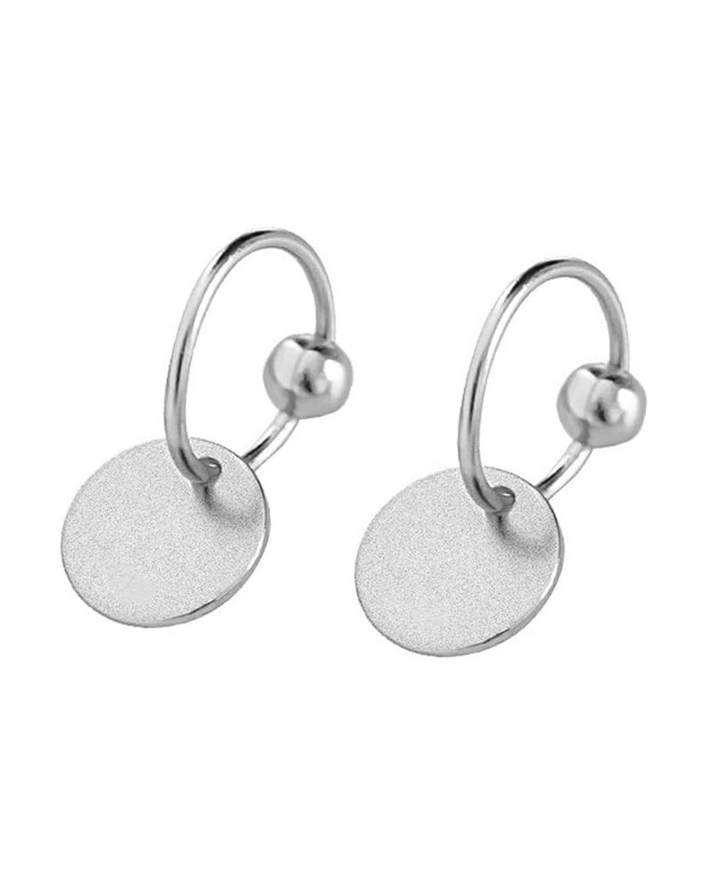 Sterling Silver Disc Drop Dangle Ball Bead Small Hoop Earrings for Women Girls Huggie Endless Round Hoops Cartilage Helix Stu...