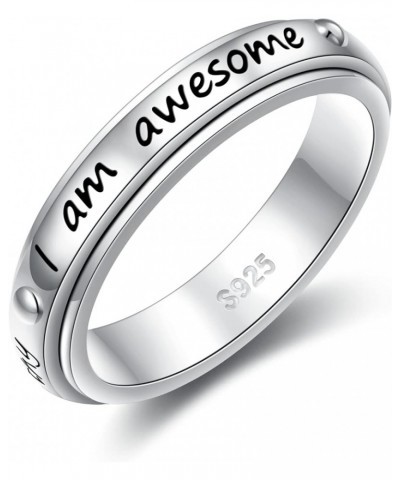 Sterling Silver S925 Thumb Band Ring Jewelry Gifts for Women Trendy Fashion Anxiety Spinner Ring-I am awesome $7.79 Rings