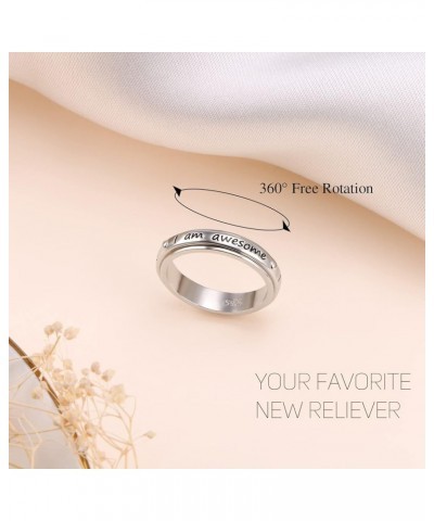 Sterling Silver S925 Thumb Band Ring Jewelry Gifts for Women Trendy Fashion Anxiety Spinner Ring-I am awesome $7.79 Rings