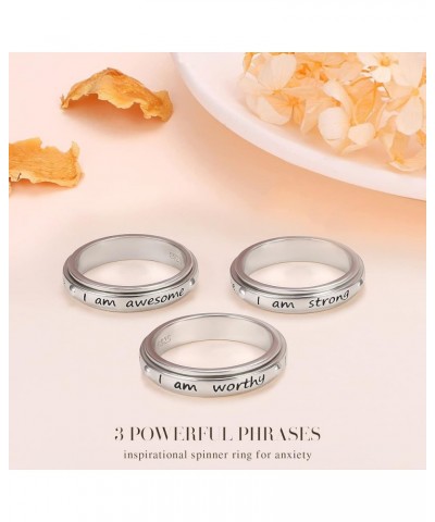 Sterling Silver S925 Thumb Band Ring Jewelry Gifts for Women Trendy Fashion Anxiety Spinner Ring-I am awesome $7.79 Rings