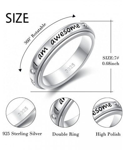 Sterling Silver S925 Thumb Band Ring Jewelry Gifts for Women Trendy Fashion Anxiety Spinner Ring-I am awesome $7.79 Rings